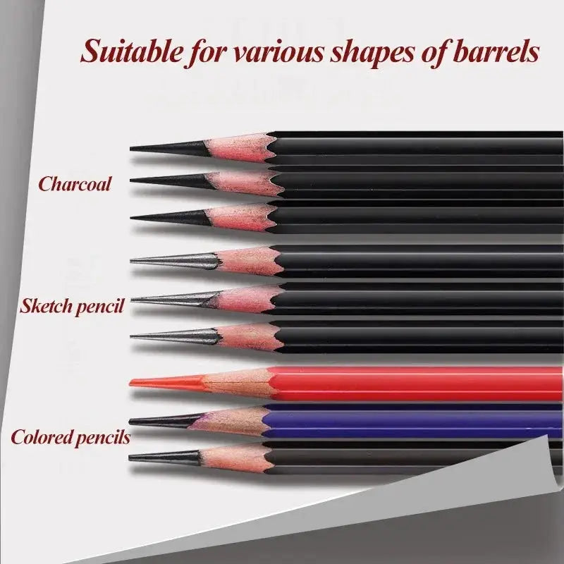 Pencil set featuring charcoal, sketch, and colored pencils arranged in a stacked layout