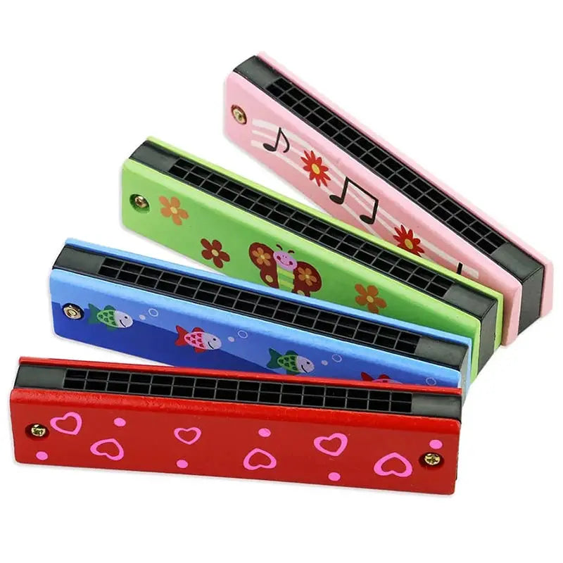 Children Wooden Harmonica Musical Instrument Toy for Early Education Teaching Aid and Puzzle for Kindergarten Beginners
