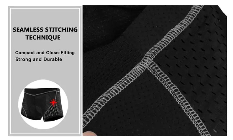 Simples Market X-TIGER men's cycling underwear; black 5D gel cushioned MTB boxer shorts with seamless stitching