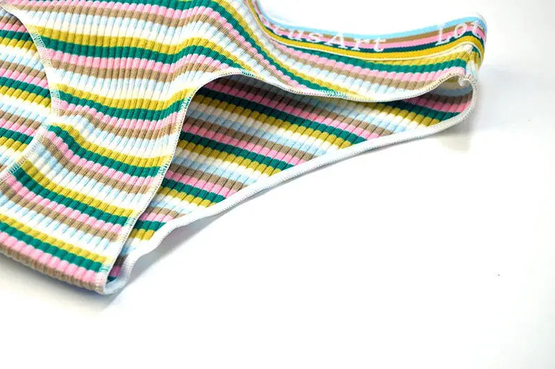 Cotton panties set by Simples Market, colorful striped low-waist briefs, breathable underwear, 3-pack