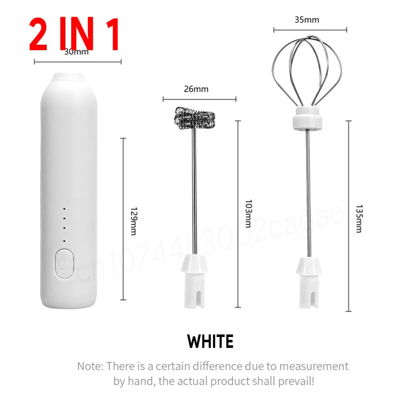 Wireless Milk Frother Electric Type C Handheld Blender Stainless Steel Mini Coffee Maker Whisk Mixer Cappuccino Cream