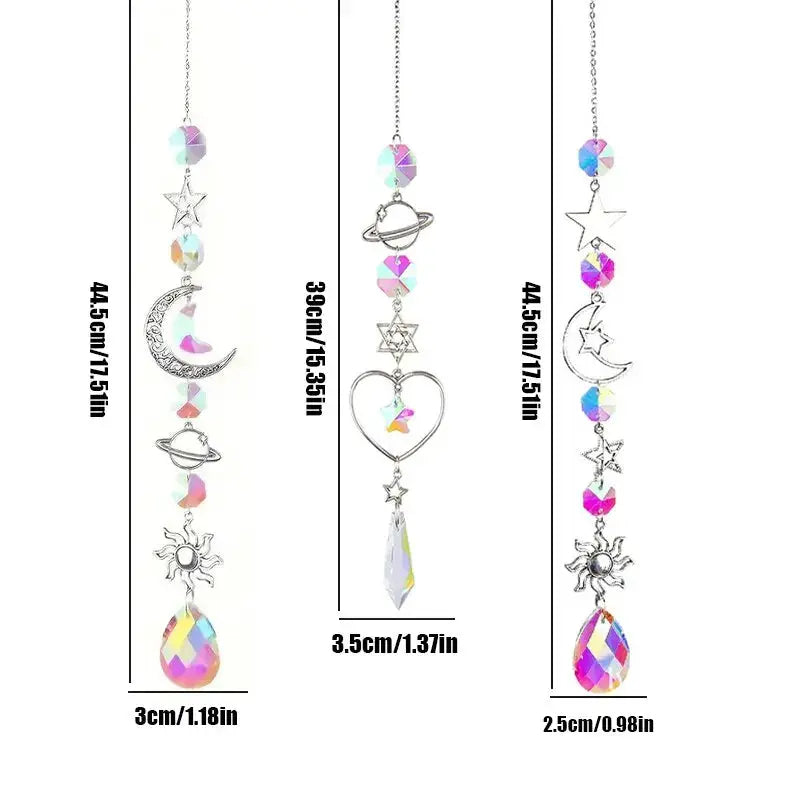 1 Pc Galaxy Star Moon Crystal Wind Chime Pendant Home Decor Outdoor Garden Suncatcher Holiday Party Supplies