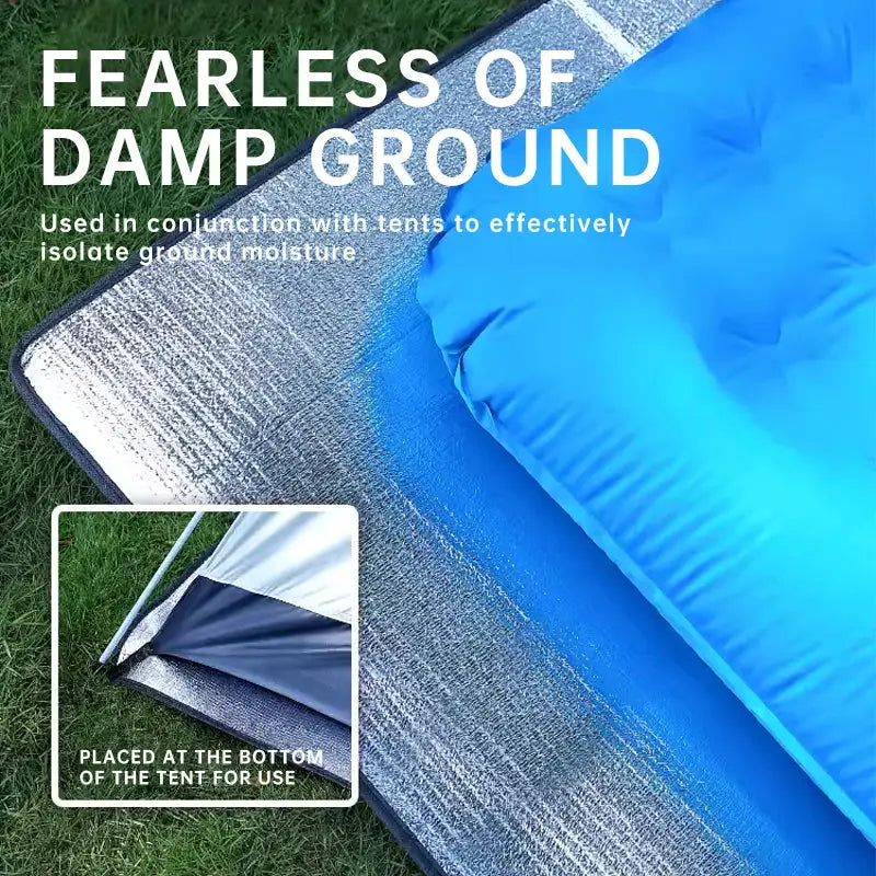 Simples Market Outdoor Camping Foam Foil Mat with aluminum insulation; blue moisture-proof sleeping pad for picnics