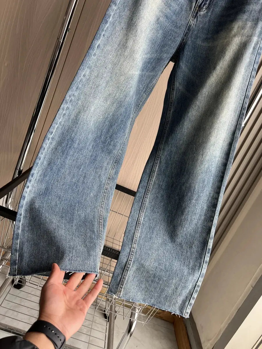 ETJ Wide Leg High Waist Jeans Women Five Pocket Washed And Comfortable