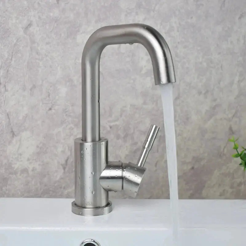 Bathroom basin faucet by Simples Market, 304 stainless steel, single-handle, 360° rotating gooseneck