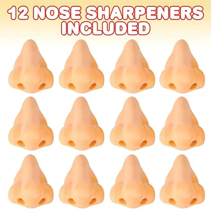 Nose-shaped pencil sharpeners, peach color, 12-pack for kids party favors