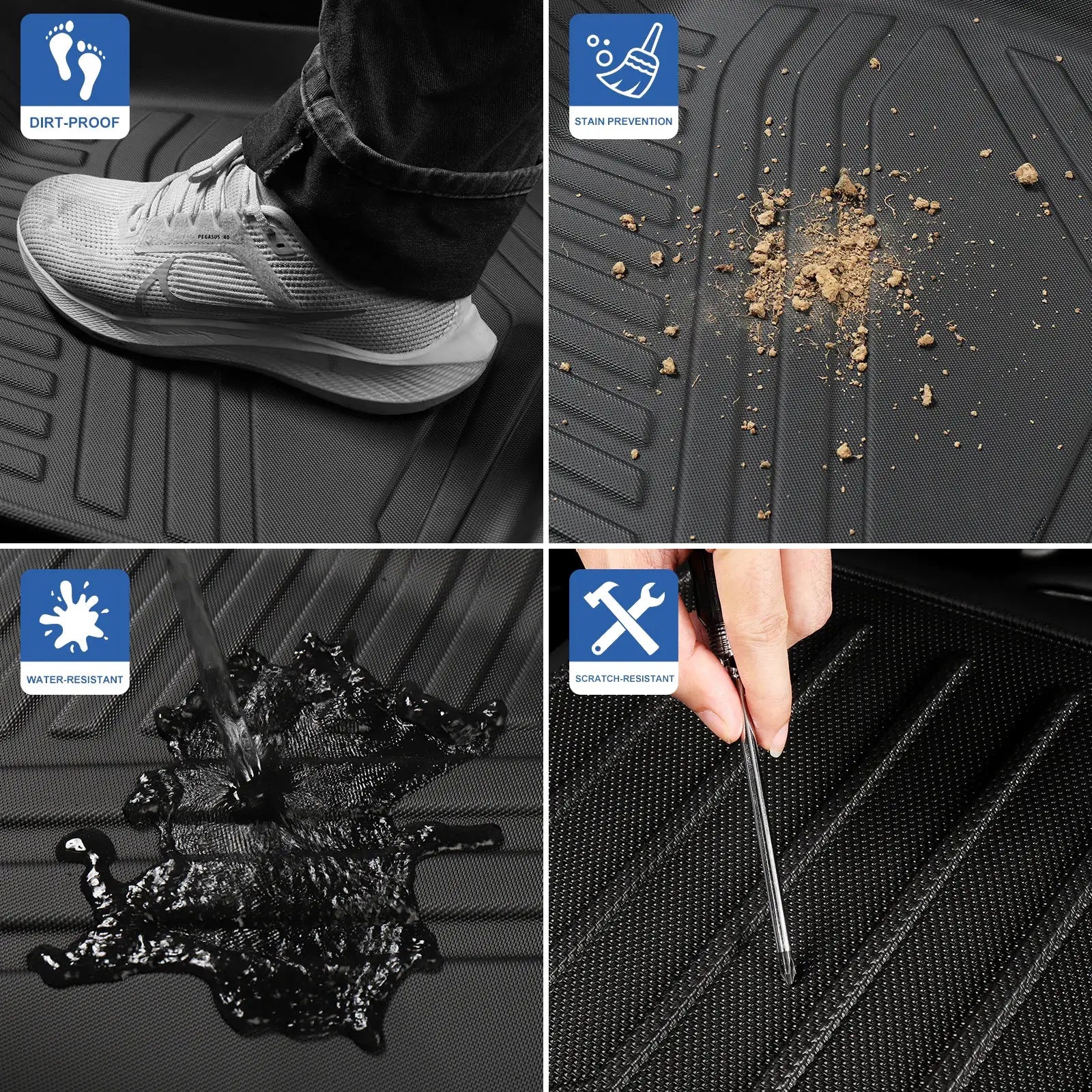 Sambee left-drive floor mat for Leapmotor T03 EV (2024–2026); black TPE 3D foot mat by Simples Market, odorless.