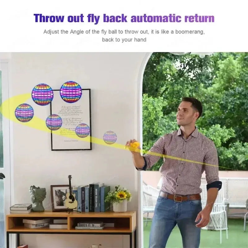 Flying Ball Hand Controlled Color LED Cosmic Globe 360 Degree Rotating Suspension Ball Toy for Indoor and Outdoor Play