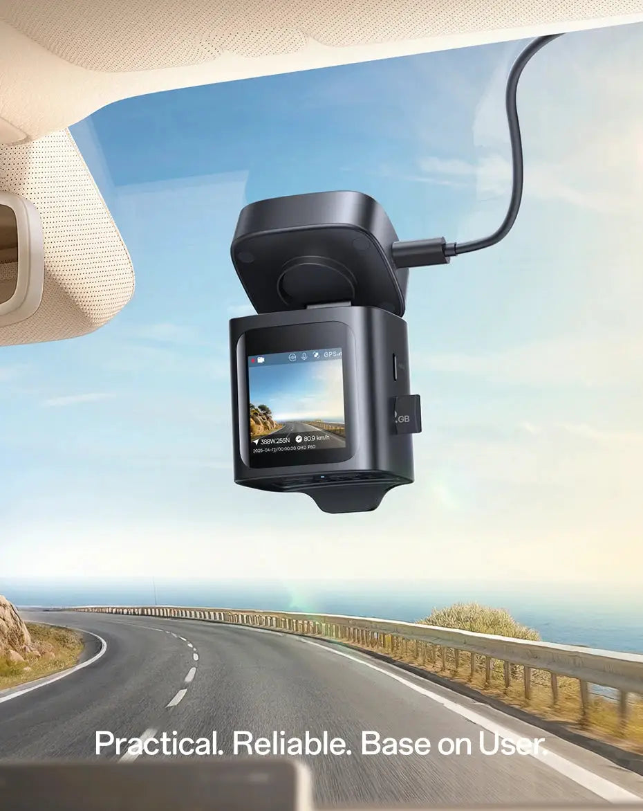 Baseus VD1 Pro 4K+1080P dash cam, black with built-in screen and windshield mount, Sony sensor
