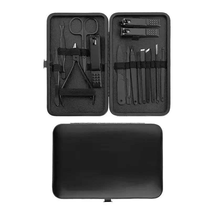 Stainless Steel Nail Clipper Set with Case Angled Nail Clippers Pedicure Tools Ear Pick Scoop and Dead Skin Remover