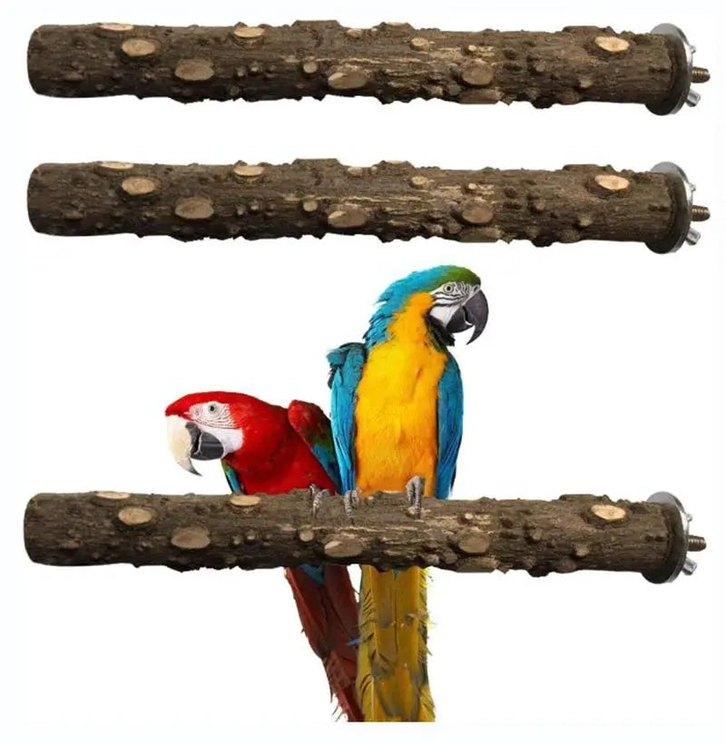 Bird beak grinding bar set by Simples Market; bark-covered wooden perches for cages, 10/15/20 cm, 3-pack