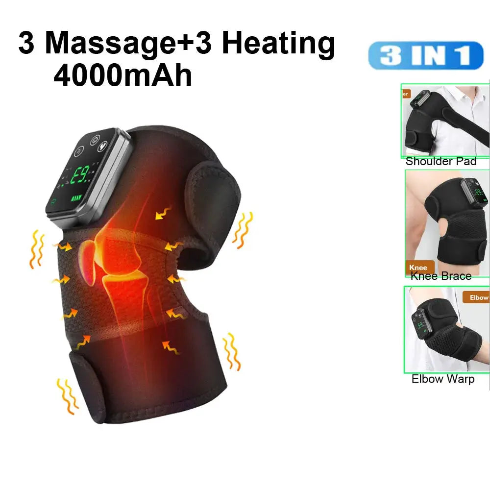 Simples Market electric knee massager wrap with 3-in-1 heating and digital controller, black.