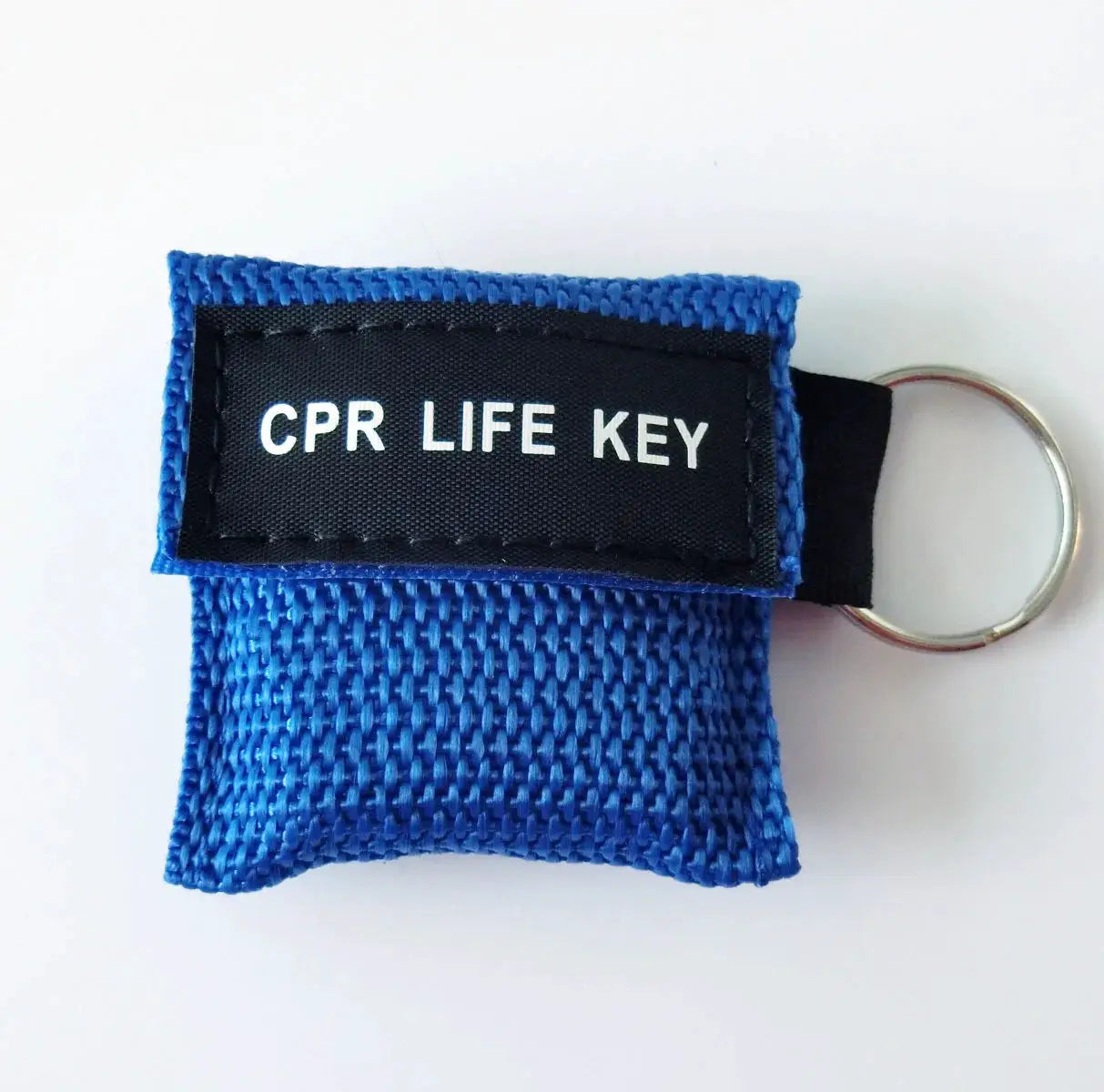 Keychain CPR Life Key blue fabric pouch with metal keyring