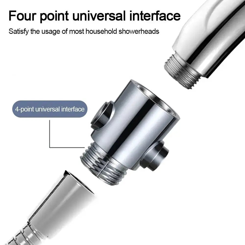 Shower head arm diverter, chrome finish, 4-point universal interface, Simples Market