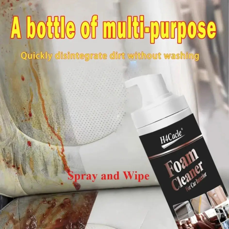 Simples Market foam cleaner spray for car interior and leather seats, white bottle with a black label