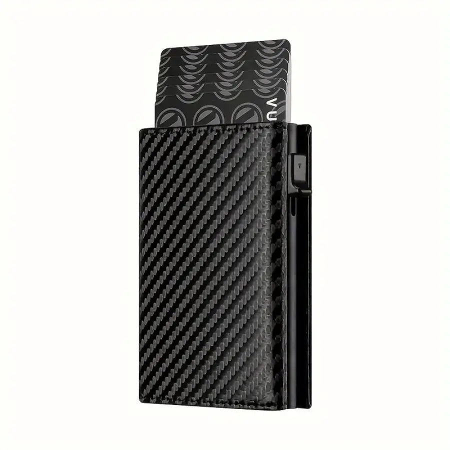 Unisex Minimalist Zipper Wallet With Coin Purse And Automatic Pop Up Metal Card Holder RFID Blocking
