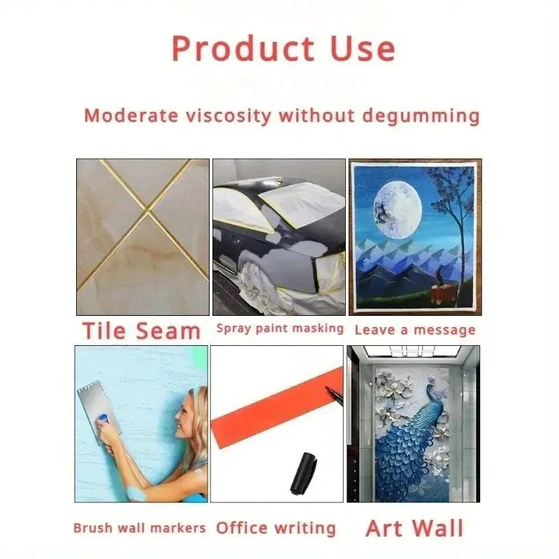 3 Roll Set Paint Masking Tape Multi Surface Easy Removal For Walls Crafts Art Construction Home 20m Per Roll
