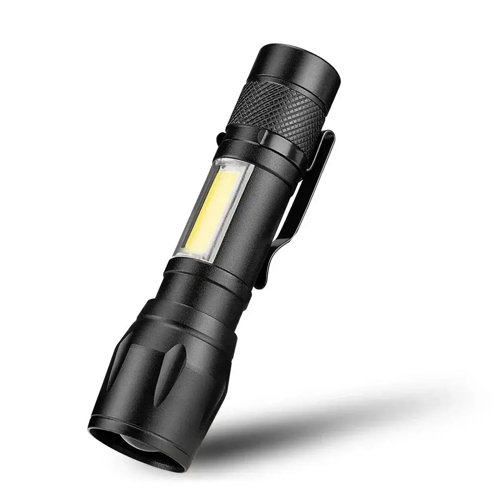 Black high power LED flashlight USB rechargeable 1000LM, zoomable outdoor camping torch, waterproof