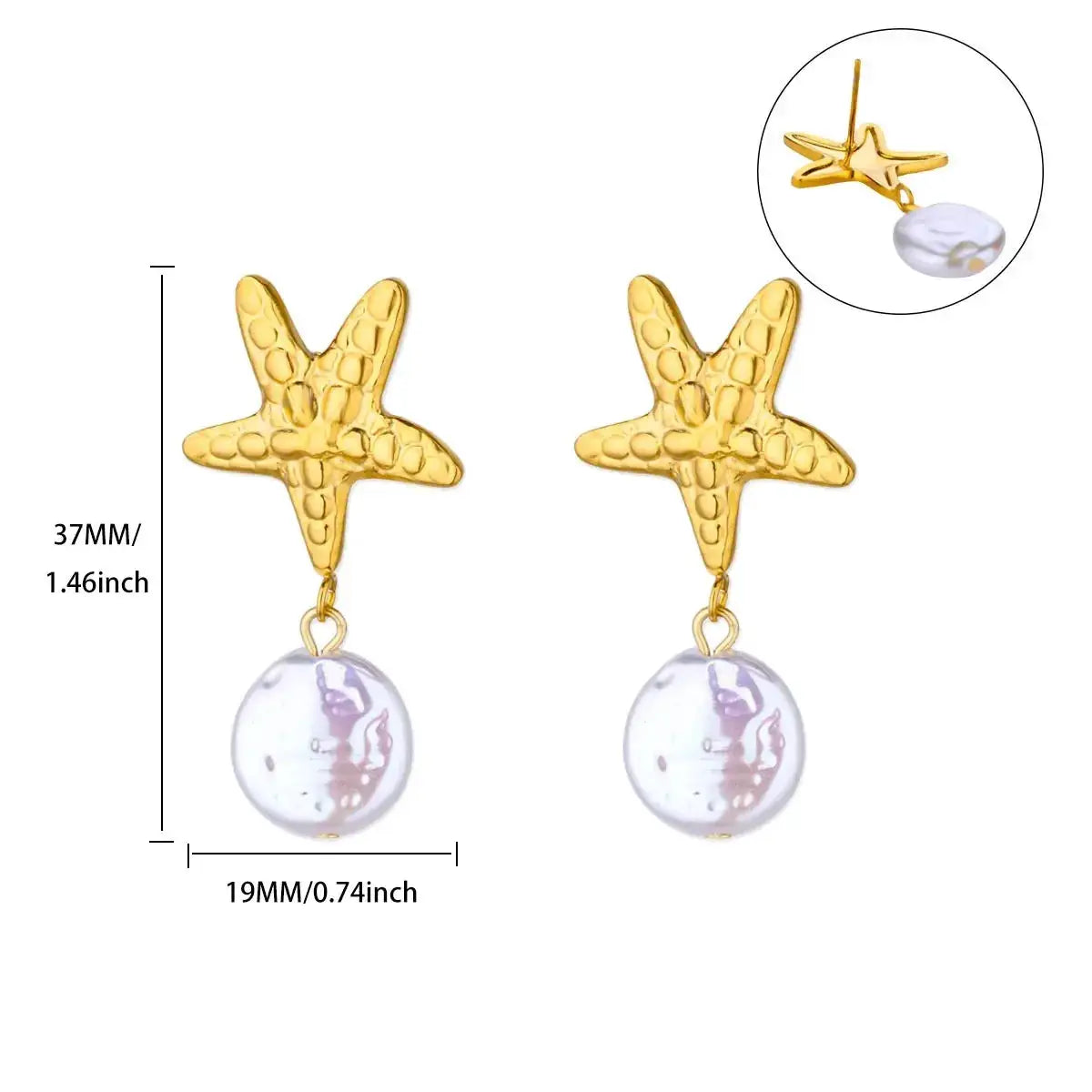 Vintage Summer Starfish Shell Stud Earrings Stainless Steel For Women Ocean Party Jewelry Gift 2025