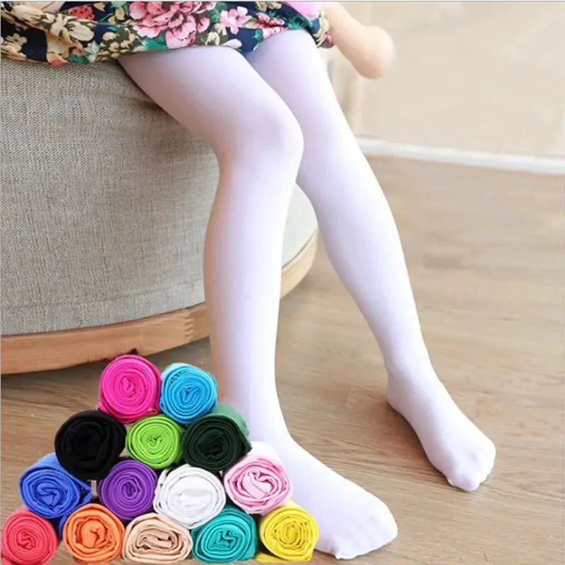 Candy Color Kids Pantyhose For Girls Ballet Dance Tights Velvet Solid White Stockings