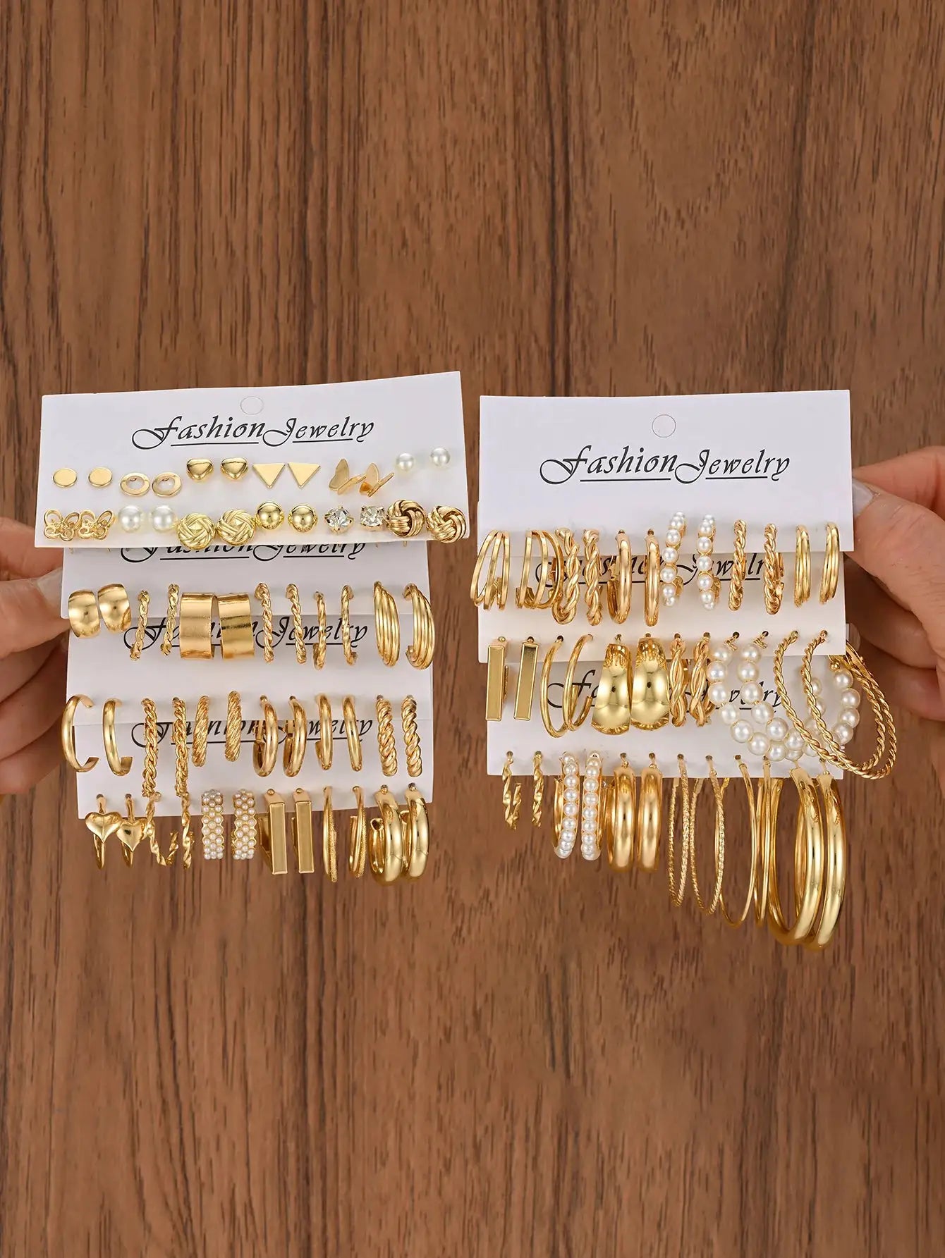 Fashion Geometric Gold Earring Set for Women Vintage Pearl Twist C Shaped Hoops Everyday Party Jewelry