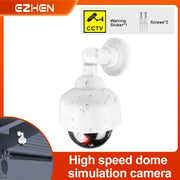 EZHEN fake dome security camera, white outdoor IP54 rainproof dummy cam with CCTV warning sticker and screws