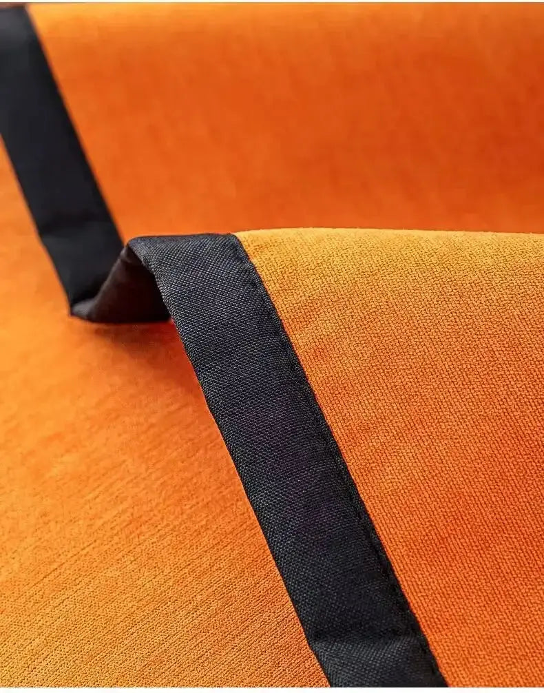 Simples Market orange chenille sofa cushion with black non-slip trim and straight-edge design