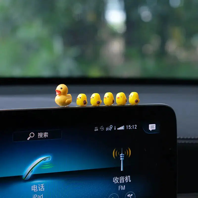 5 yellow plastic duck dashboard ornaments for car interior decoration