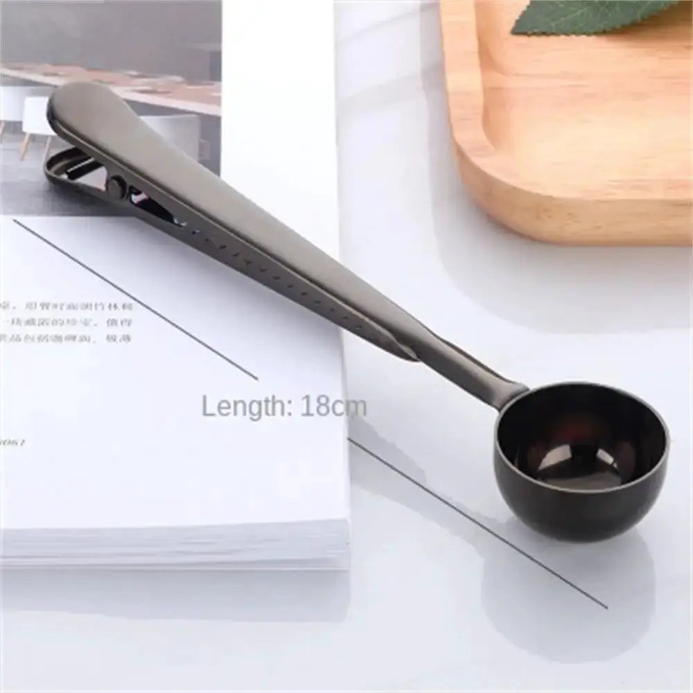 Two In One Stainless Steel Measuring Coffee Scoop With Sealing Clip For Coffee Grounds Tea Leaves And Milk Powder