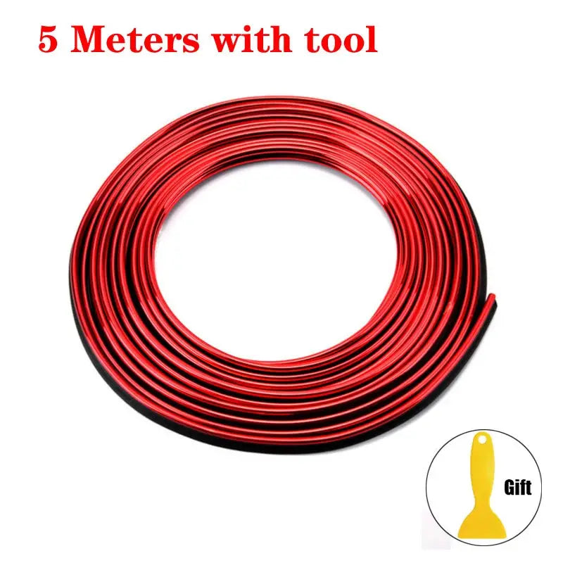 Simples Market red car moulding decoration flexible trim, 5m length, universal interior auto trim
