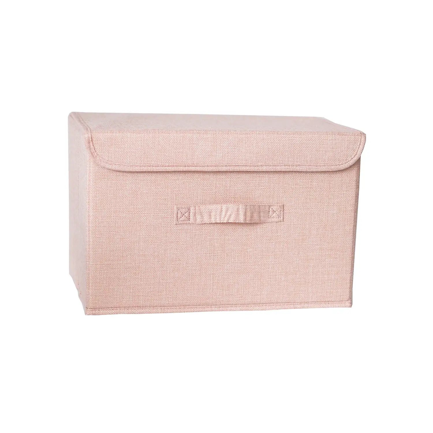 Simples Market pink cotton-linen fabric CD storage box with lid