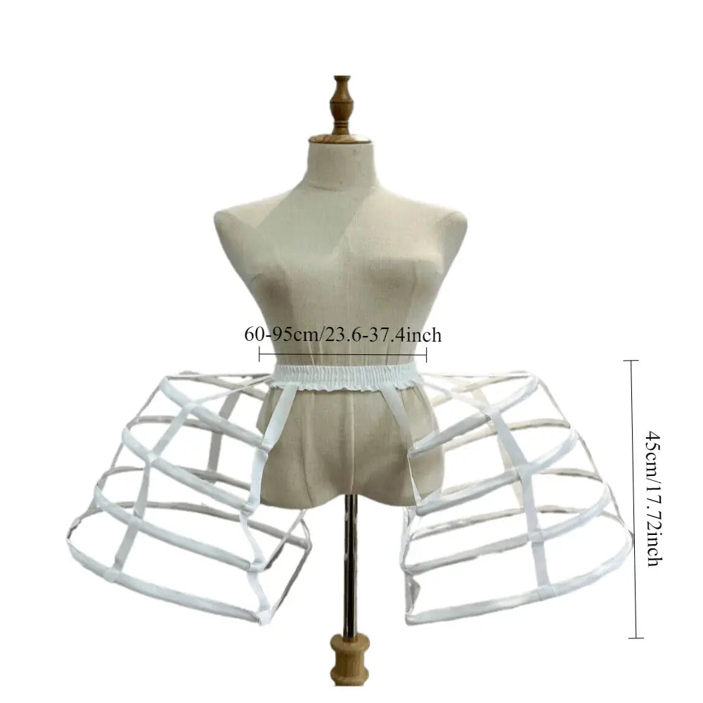 AuroraGown Girls 3 Hoops Crinoline Cage Bustle Petticoat Adjustable Pannier For Dramatic Dress Volume