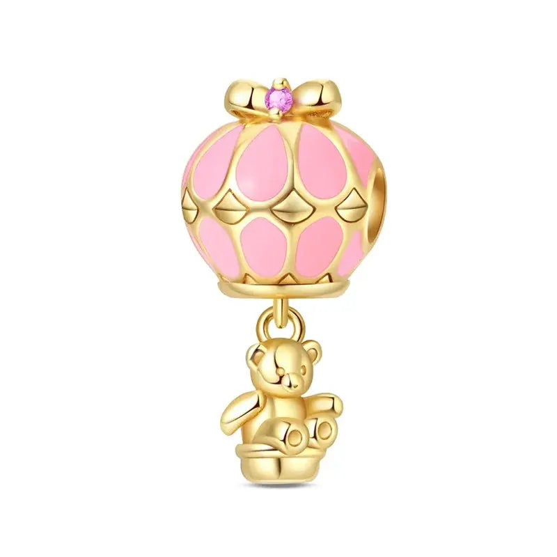 925 Sterling Silver Gold DIY Charms Beads Inlaid Zirconium Sun Leopard Pendants Fit Bracelet For DIY Jewelry Making