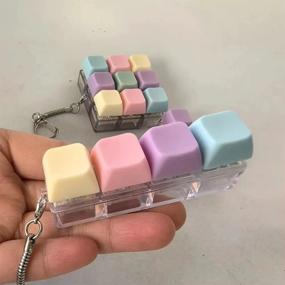 Keyboard Key Fidget Toy Stress Relief Button Keychain With Clickable Keys Office Desk Accessory Gift
