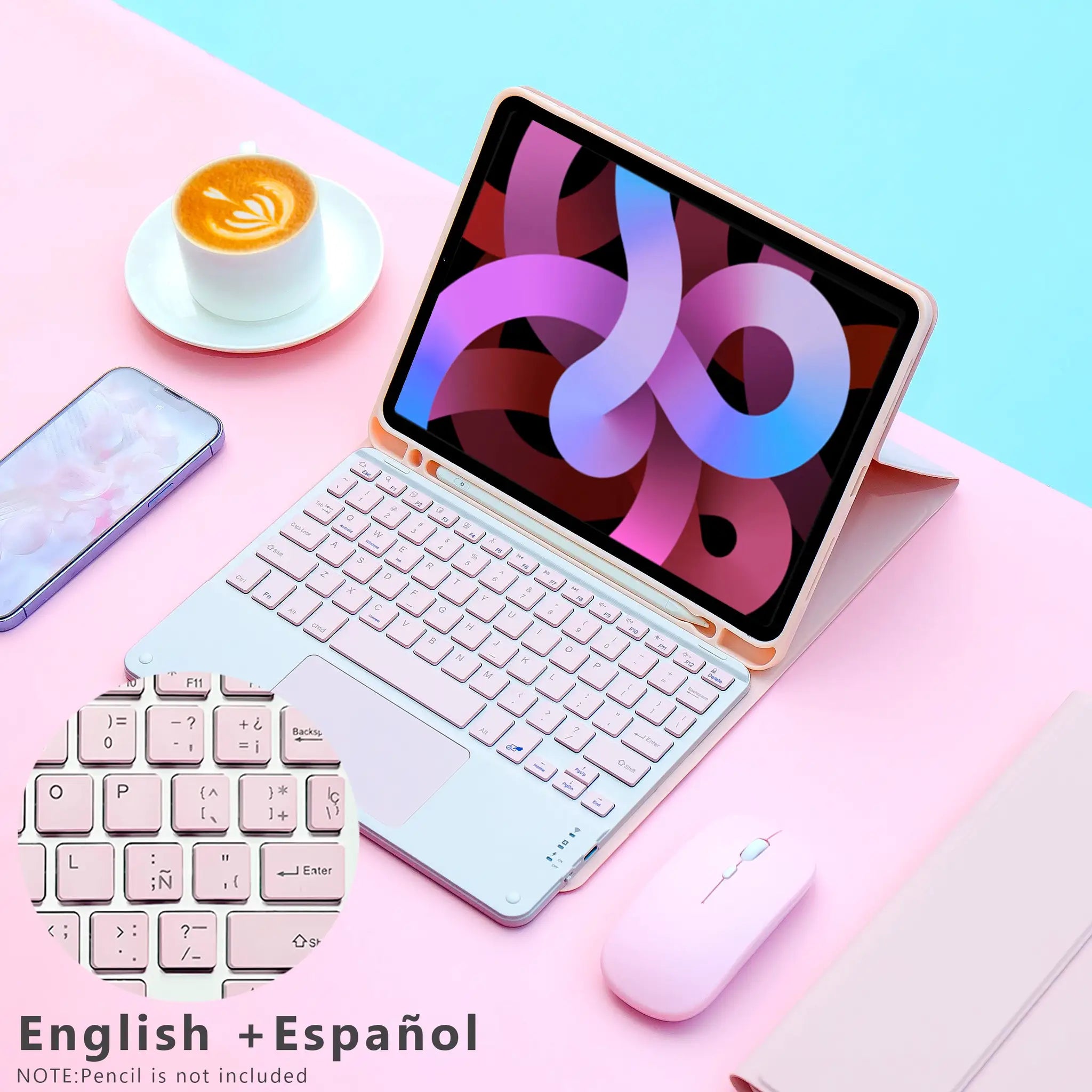 Magic Keyboard With Wireless Mouse Case For iPad 9th Gen 10.2 7th 8th Pro 11 Air M3 M4 All In One