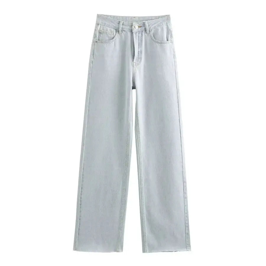 ETJ Wide Leg High Waist Jeans Women Five Pocket Washed And Comfortable
