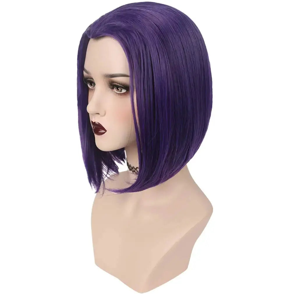 Anime Raven cosplay wig, purple short straight bob, heat-resistant synthetic by Simples Market