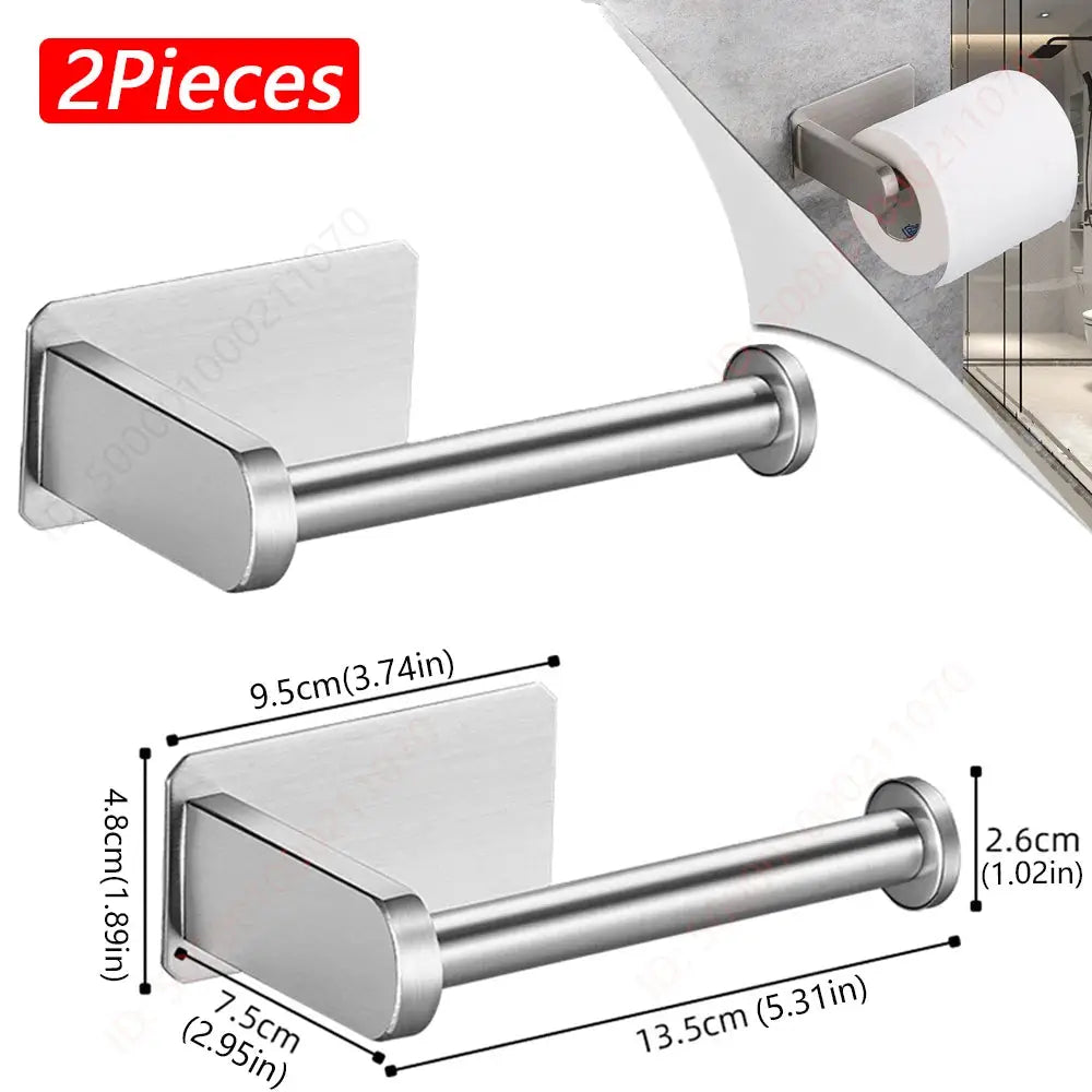 Adhesive Stainless Steel Toilet Paper Rack And Kitchen Towel Holder