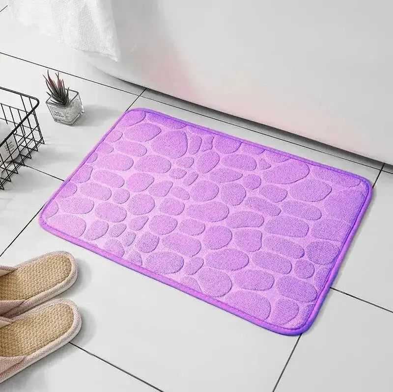 CozyNest Embossed Fiber Carpet Anti Slip Mat With Memory Foam Velvet Pebble Pattern For Bathroom And Living Room