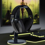 BINNUNE BW06 wireless gaming headset with mic on display stand, black and gray