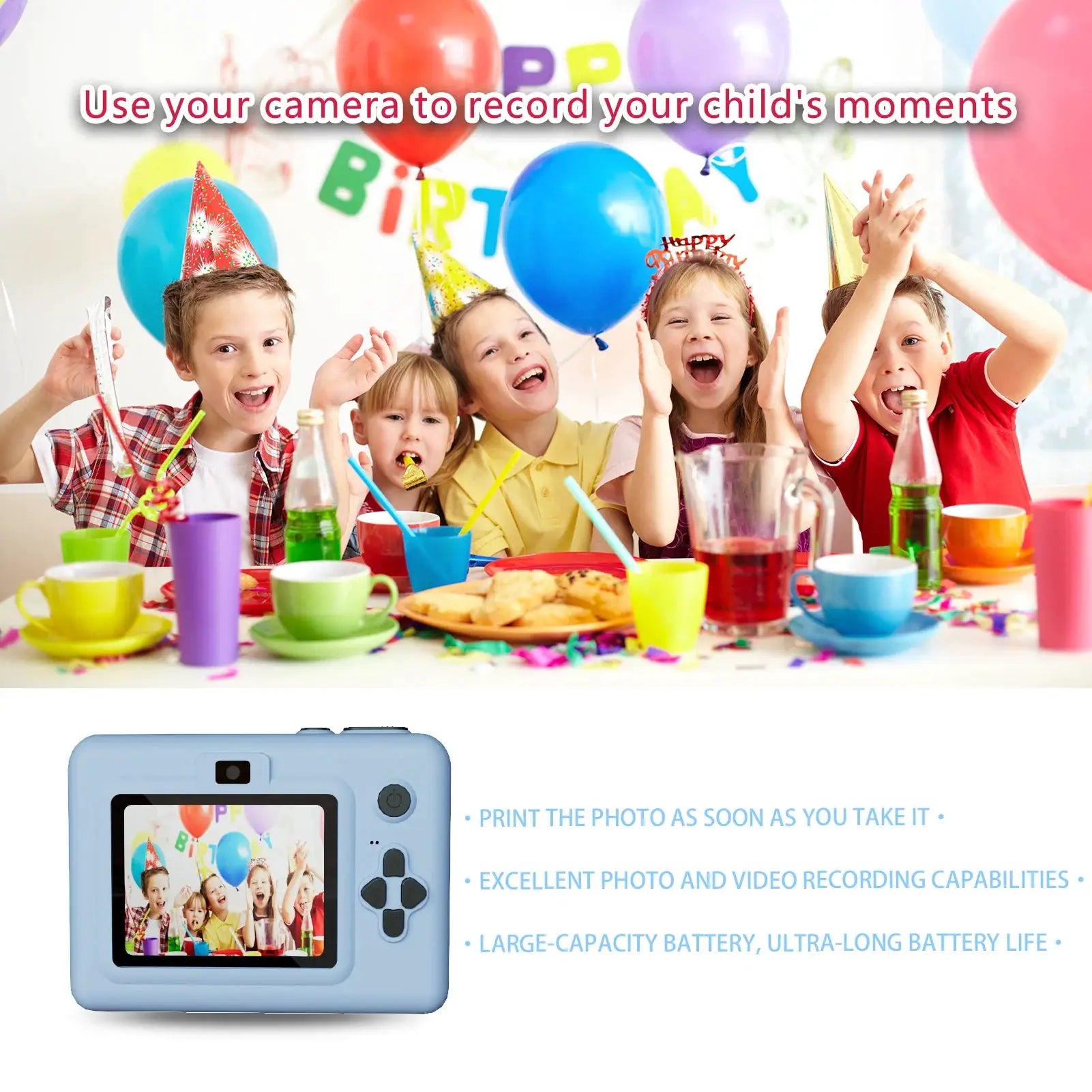 Kids Instant Camera With 32GB Memory Card And Color Pencils Dual Cameras Flashlight Educational Gift For Boys And Girls