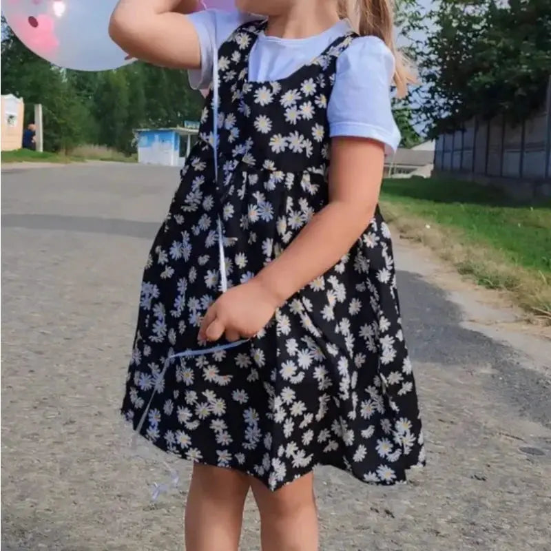 Sonkpuel Little Daisy Printed Sleeveless Slip Dress For Girls 4 To 6 Years Casual Wedding Flower Girl