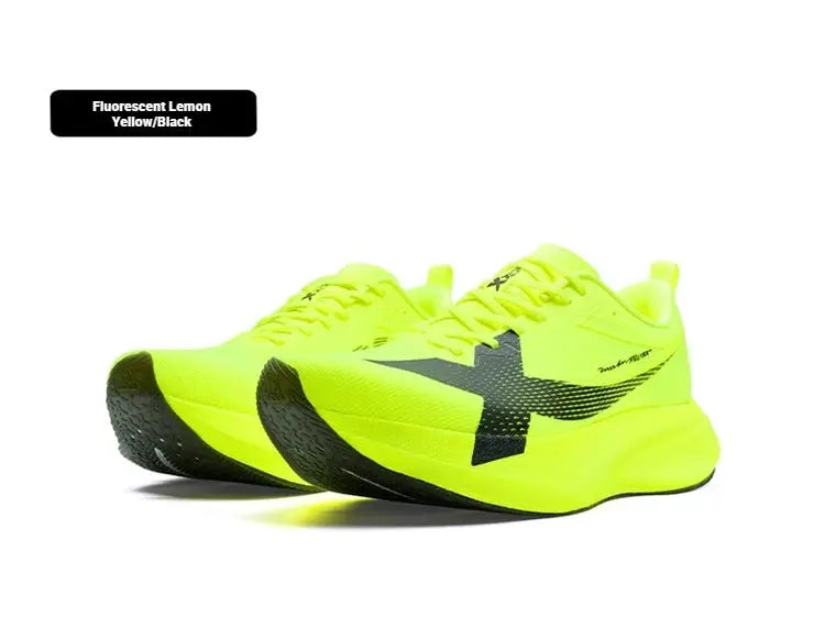 XTEP 2000km PRO running sneakers, fluorescent lemon yellow/black, pair with lightweight cushioned stability