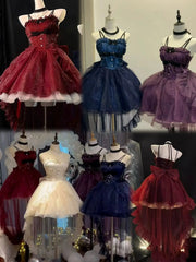 Gothic Y2K Sling Party Dress For Women Harajuku Retro Tulle Ruffles