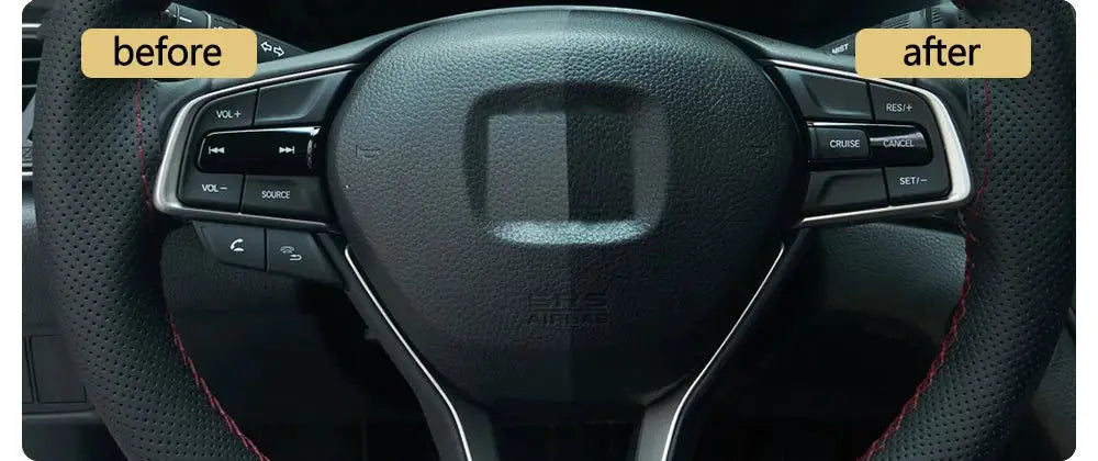 Hydroshine Ceramic Trim Restorer Gel for car interiors on steering wheel; Simples Market before/after