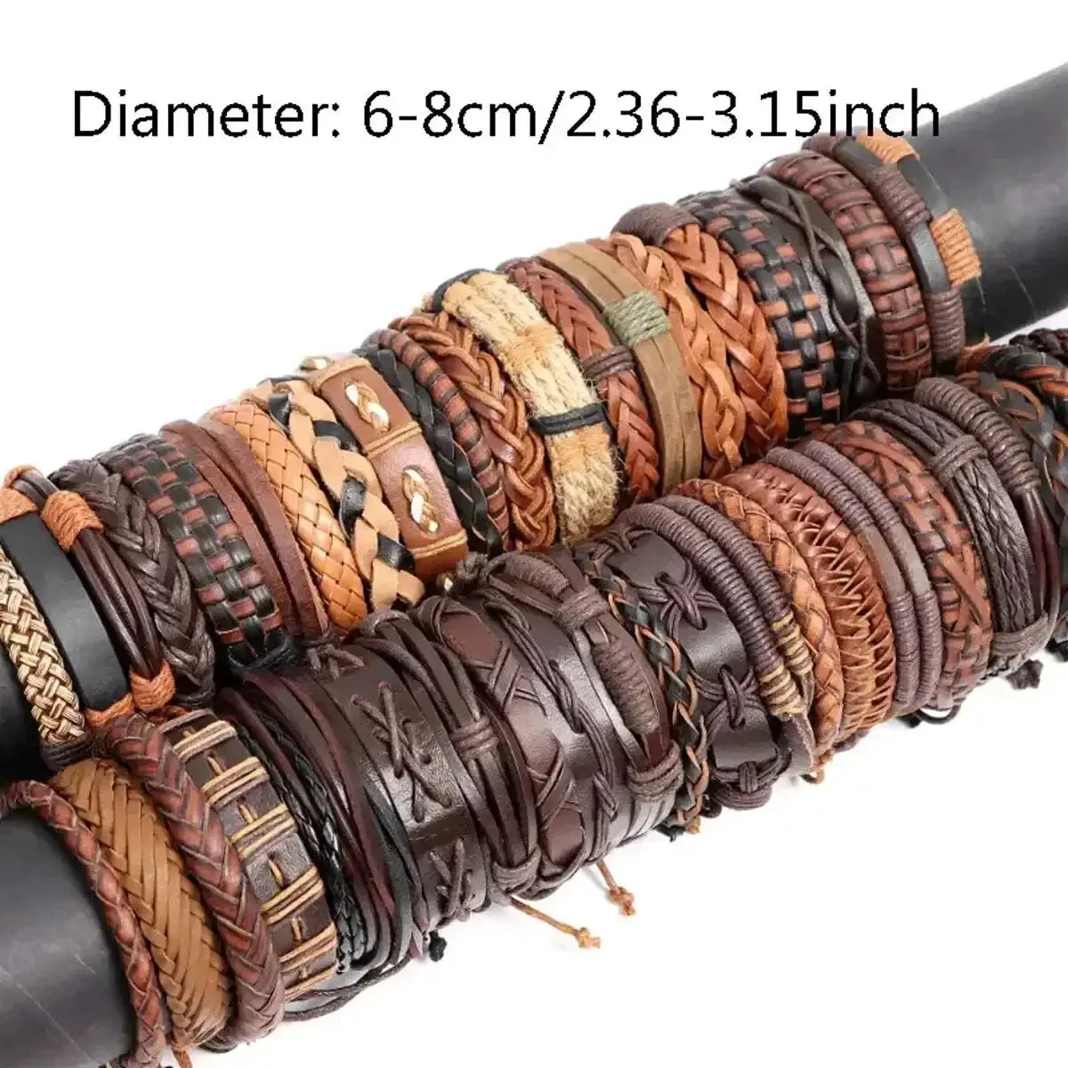 5Pcs Assorted Style Mens And Womens Leather Webbing Rope Bracelets Set For Everyday Wear And Festive Gift