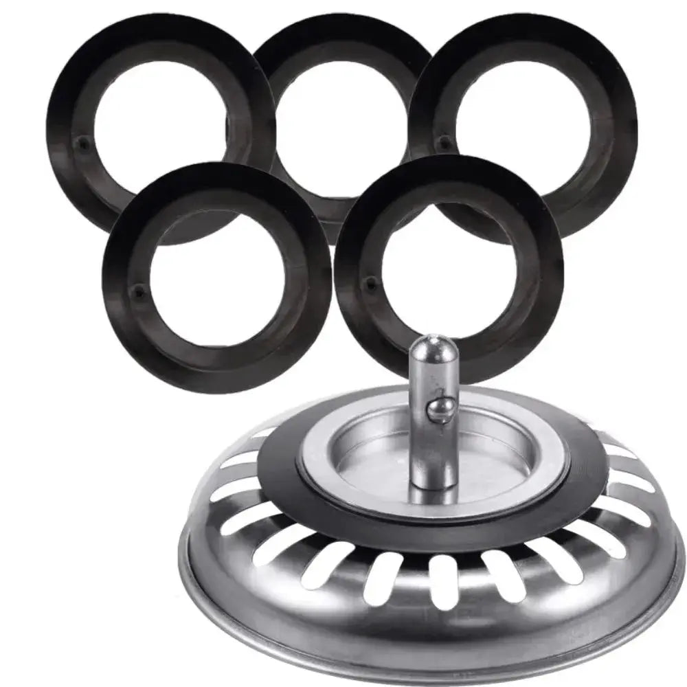 Simples Market 5-piece black rubber seal set for basket strainer plugs and kitchen sink drains