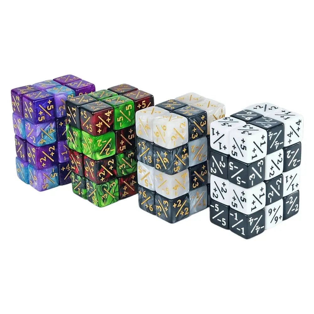 Ten Piece D6 Dice Counters Set With Plus One And Minus One Marks For Math Teaching And Card Game Accessories