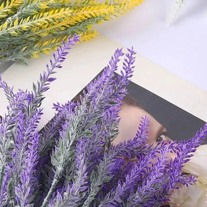 Five Piece Artificial Lavender Flowers Set For Wedding Decor Provence Nordic Style Indoor Home Vase Accent - Simples Market