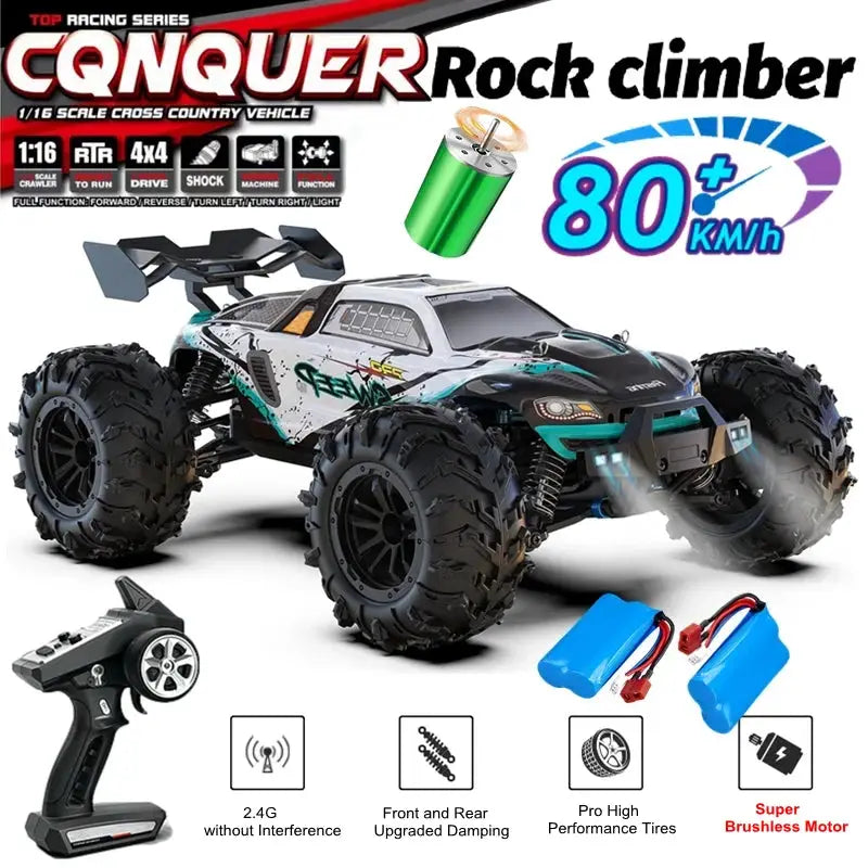 4WD Remote Control Off Road 4X4 High Speed Brushless Buggy Truck 80 KMH Drift Racing Toy for Kids and Adults